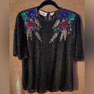 VINTAGE SEQUIN FLOWER TOP